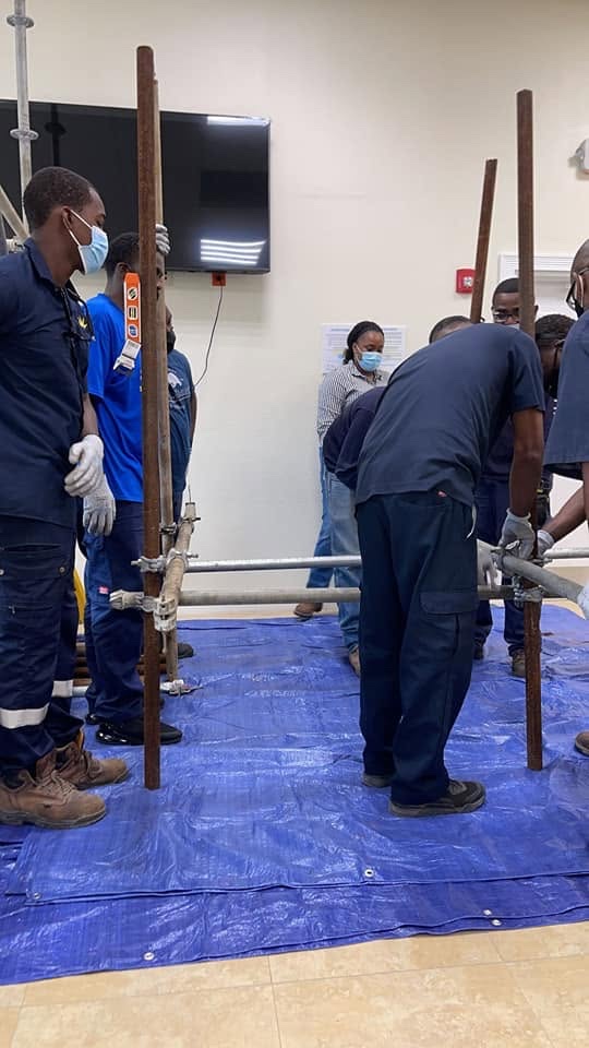 OEM Bahamas safety training group erecting scaffold framing